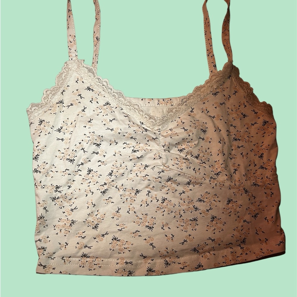 SHEIN Cream Floral Lace Camisole